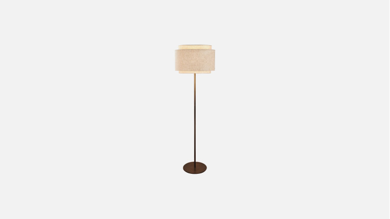Lampadaire TAKAI en textile et laiton | Design élégant