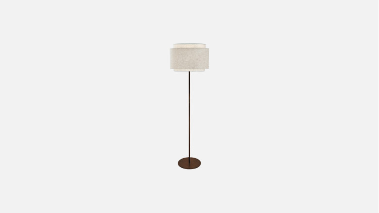Lampadaire TAKAI en textile et laiton | Design élégant