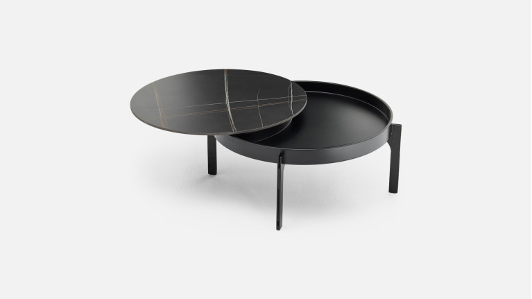 Table basse MUSEO fer peint et céramique pivotante