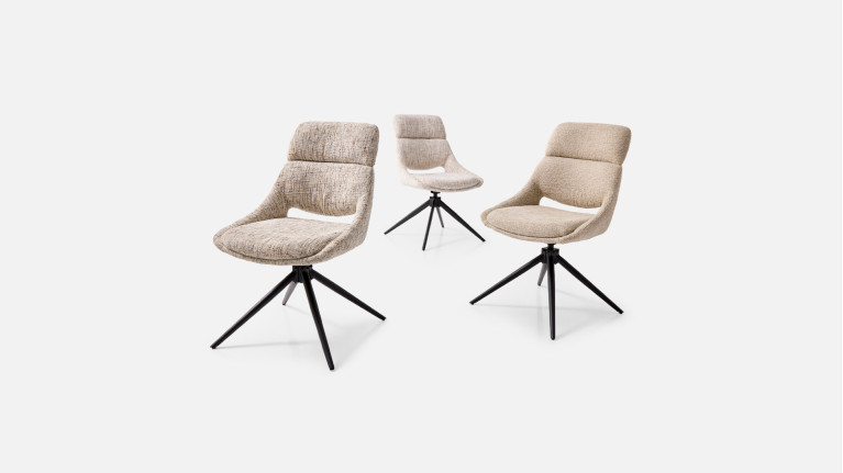 Chaise pivotante 360° CHAPI tissu bouclé – Piétement acier