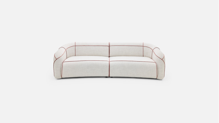 Canapé 3 places MOON – Esprit couture en tissu, passepoil au choix