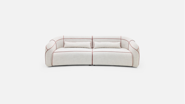 Canapé 3 places MOON – Esprit couture en tissu, passepoil au choix