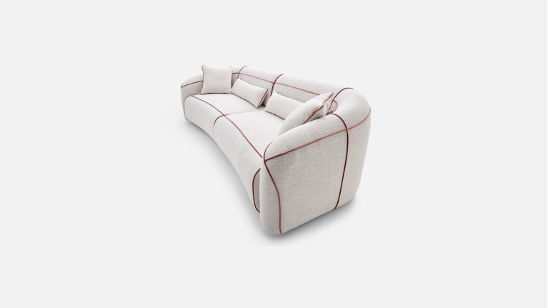 Canapé 3 places MOON – Esprit couture en tissu, passepoil au choix