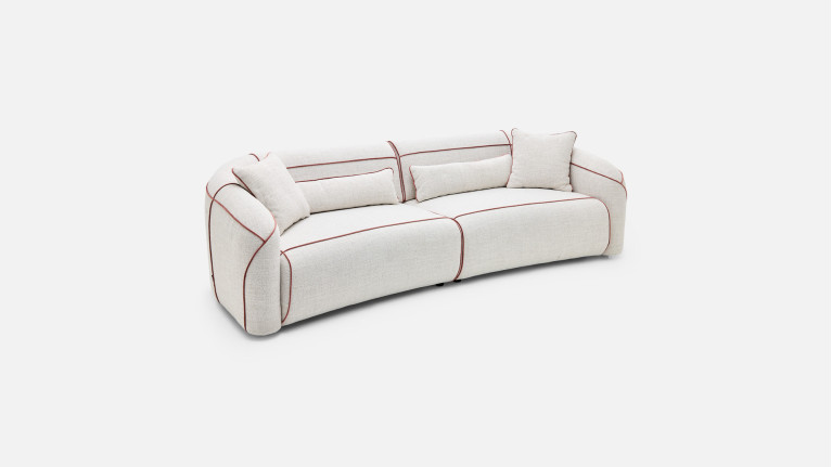 Canapé 3 places MOON – Esprit couture en tissu, passepoil au choix