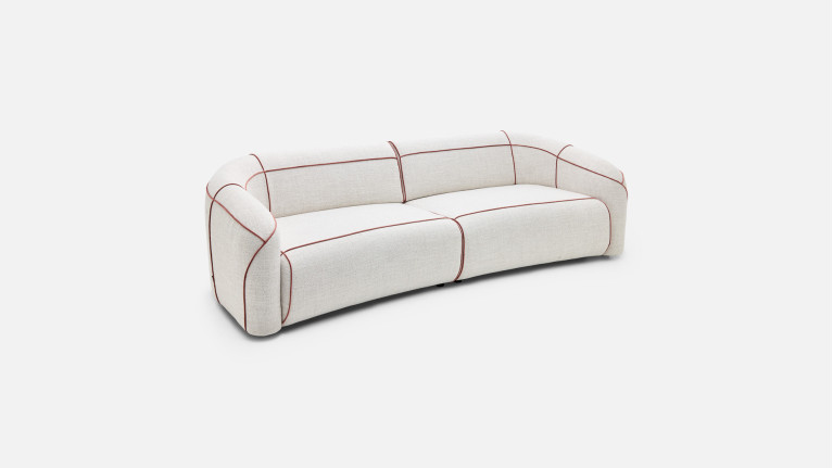 Canapé 3 places MOON – Esprit couture en tissu, passepoil au choix