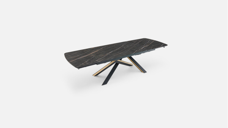 Table extensible ONTARIO, plateau céramique et piètement étoile