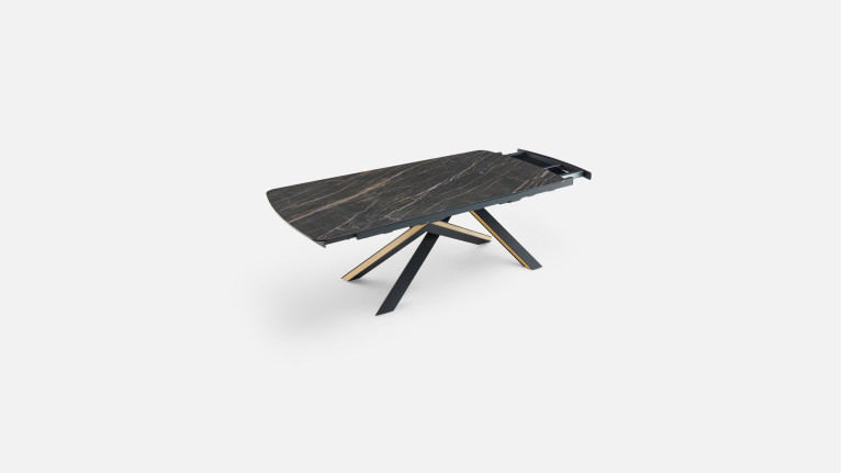 Table extensible ONTARIO, plateau céramique et piètement étoile