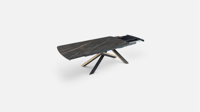 Table extensible ONTARIO, plateau céramique et piètement étoile