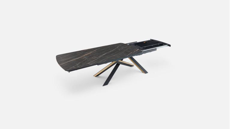 Table extensible ONTARIO, plateau céramique et piètement étoile