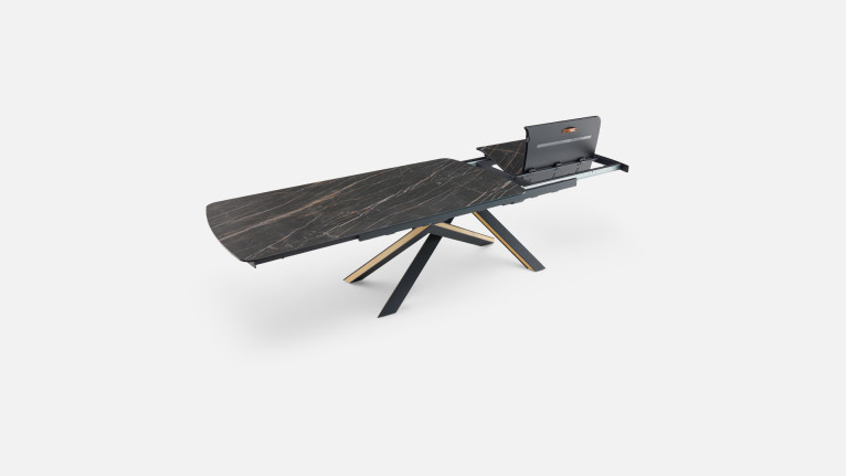 Table extensible ONTARIO, plateau céramique et piètement étoile