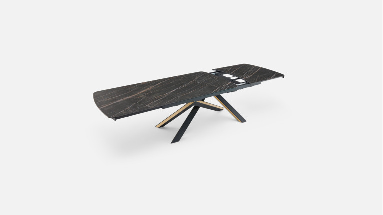 Table extensible ONTARIO, plateau céramique et piètement étoile