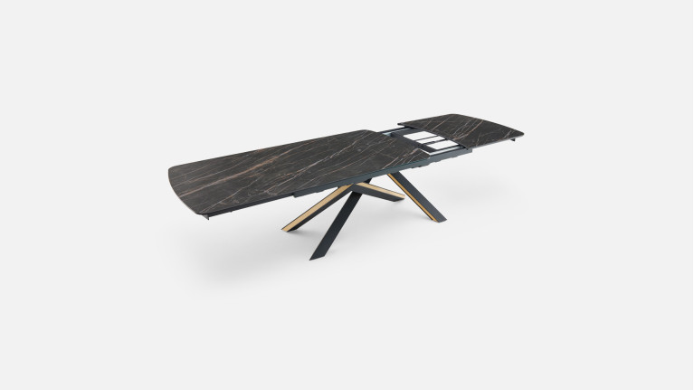 Table extensible ONTARIO, plateau céramique et piètement étoile