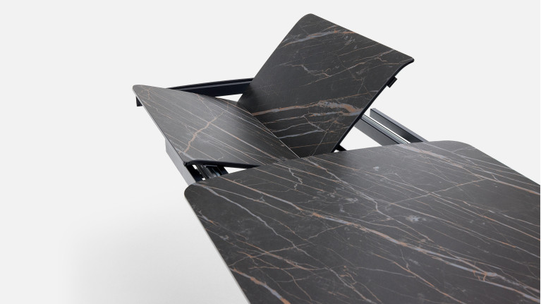 Table extensible ONTARIO, plateau céramique et piètement étoile
