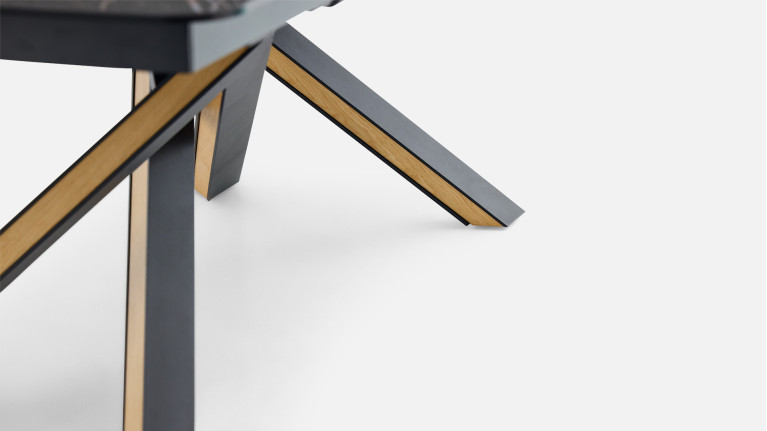 Table extensible ONTARIO, plateau céramique et piètement étoile