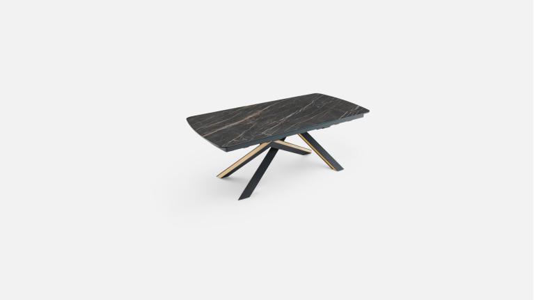 Table extensible ONTARIO, plateau céramique et piètement étoile