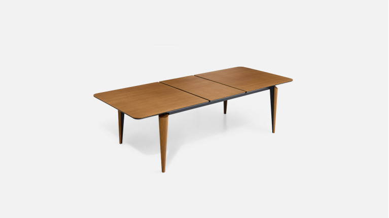 Table extensible COSMOS noyer | Allonge centrale et piètement frêne