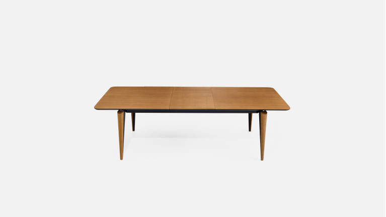 Table extensible COSMOS noyer | Allonge centrale et piètement frêne