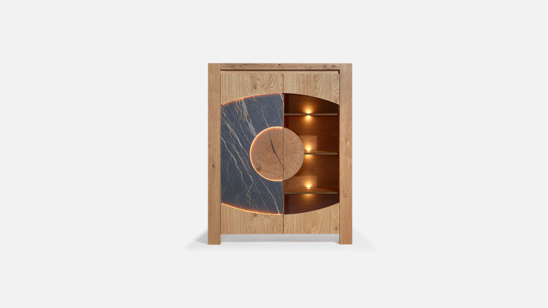 Vitrine VOGE bois et céramique avec porte vitrée