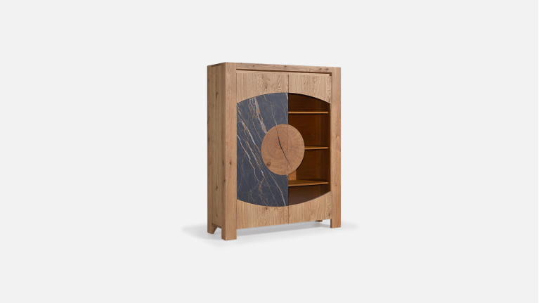 Vitrine VOGE bois et céramique avec porte vitrée