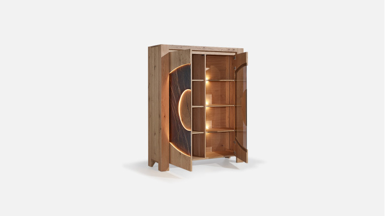 Vitrine VOGE bois et céramique avec porte vitrée