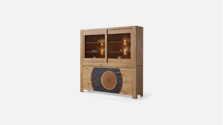Buffet vaisselier VOGE bois et céramique avec vitrine