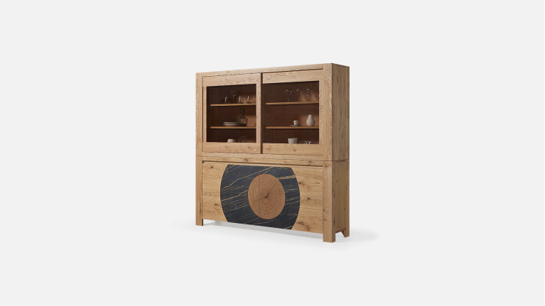 Buffet vaisselier VOGE bois et céramique avec vitrine