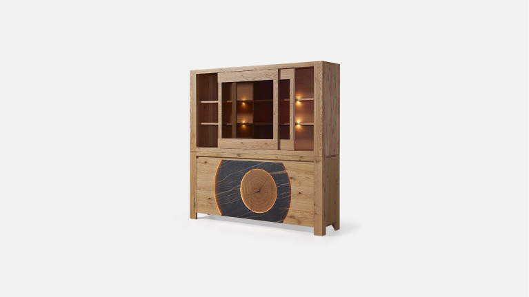 Buffet vaisselier VOGE bois et céramique avec vitrine