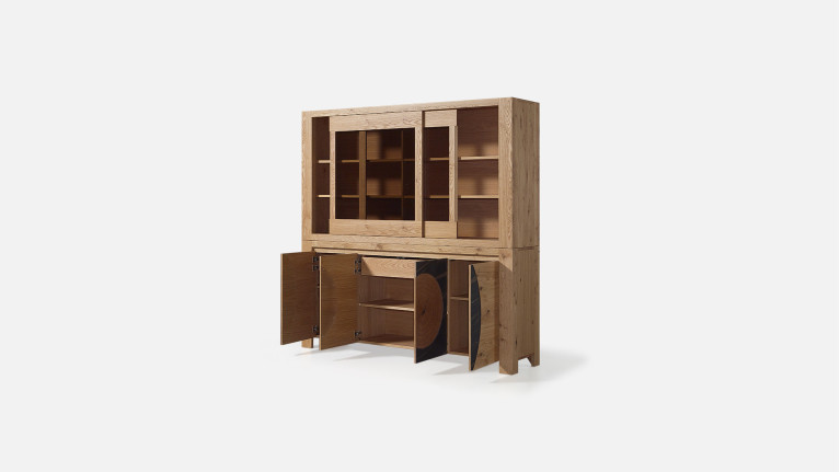 Buffet vaisselier VOGE bois et céramique avec vitrine