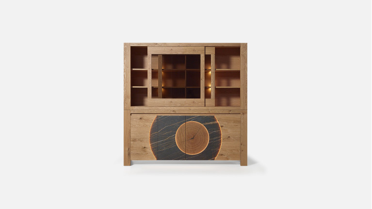 Buffet vaisselier VOGE bois et céramique avec vitrine