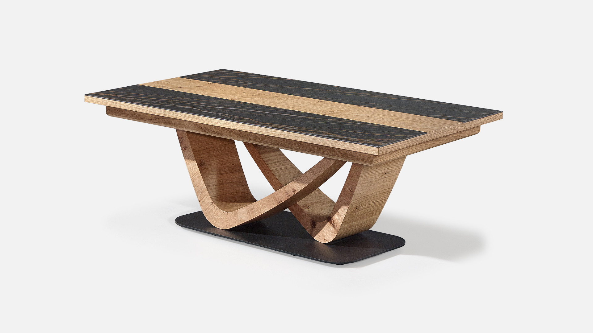 Table basse VOGE bois et céramique avec piètement design