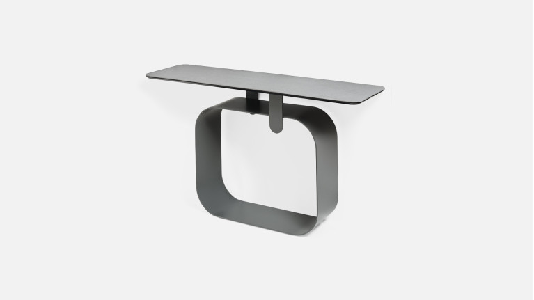 Console QUADRA structure métal et plateau céramique graphite