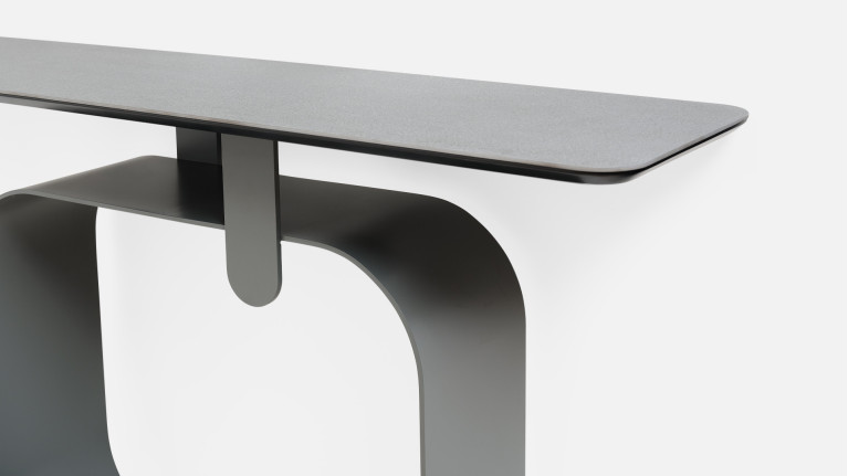 Console QUADRA structure métal et plateau céramique graphite