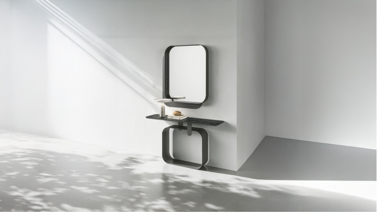 Miroir QUADRA verre et cadre en fer laqué