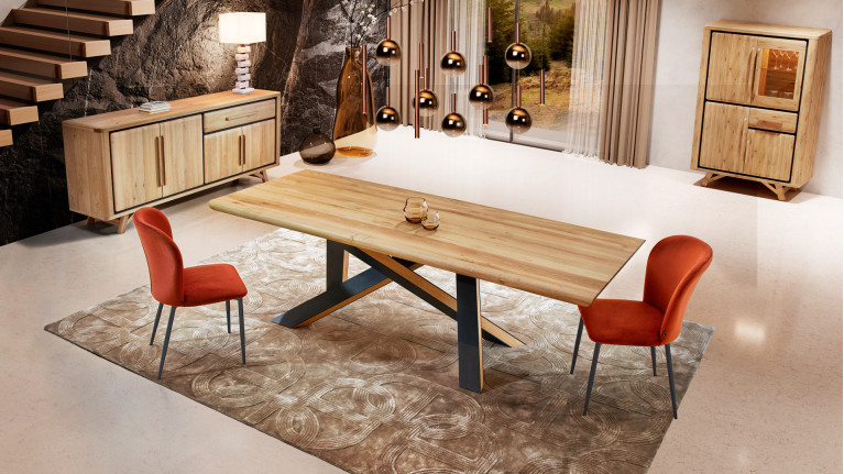 Table de repas ONTARIO en chêne | Plateau personnalisable
