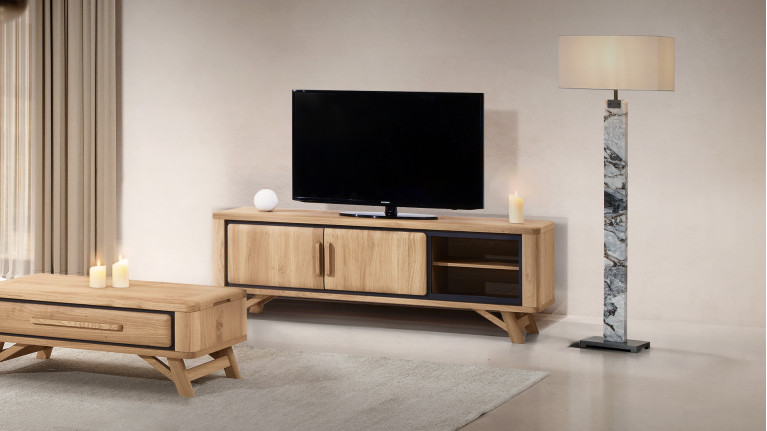 Meuble TV ONTARIO en chêne avec rangements