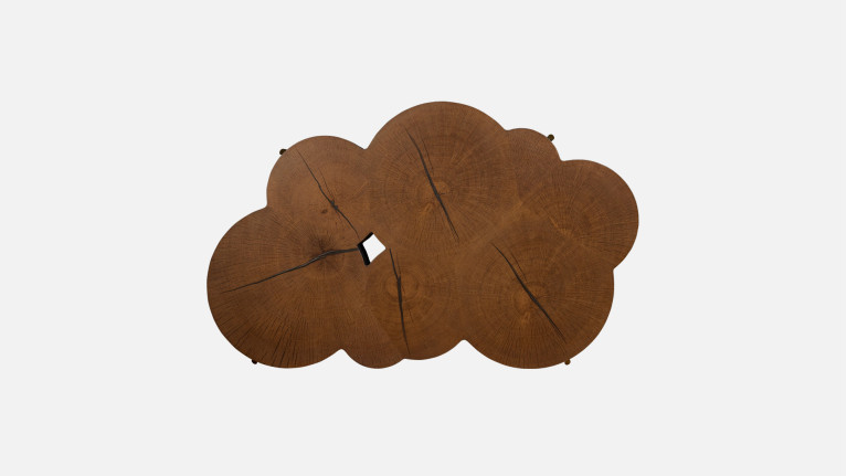 Table basse ROSACE I Douce alliance placage chêne naturel et laque