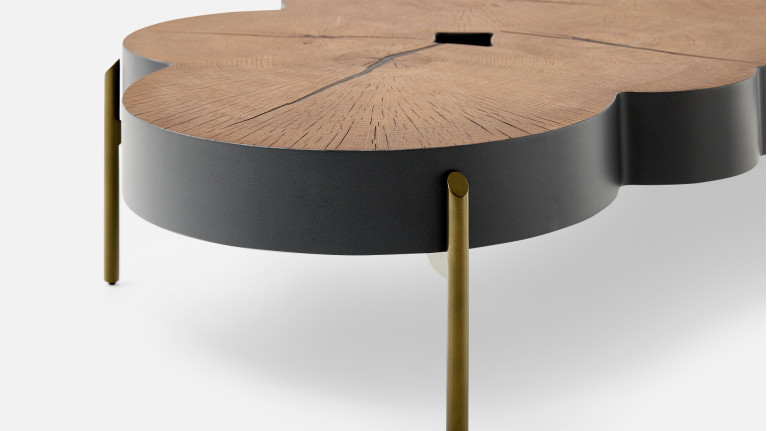 Table basse ROSACE I Douce alliance placage chêne naturel et laque