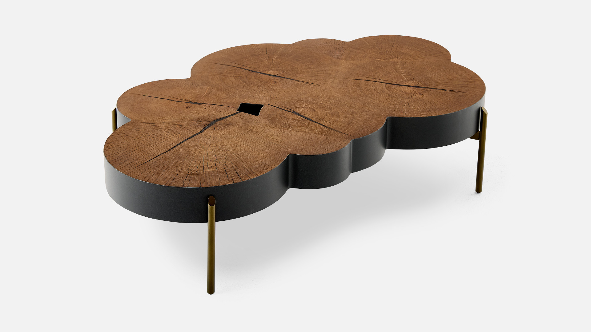 Table basse ROSACE I Douce alliance placage chêne naturel et laque