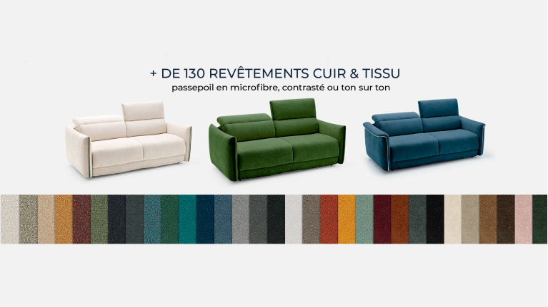 Canapé convertible FOX – Tissu, 4 tailles, matelas 18 cm