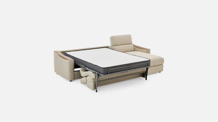 Canapé d'angle convertible STRIKE tissu – Chaise longue et matelas HR