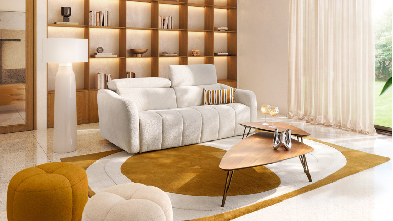 Canapé convertible GLORIA tissu confortable et couchage quotidien