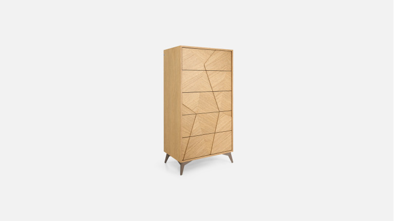 Chiffonnier ECLIPSE façades sculptées et piètement métal