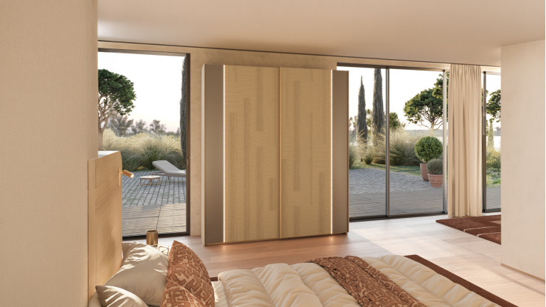 Armoire 2 portes coulissantes MAJESTIC – Miroir, éclairage LED