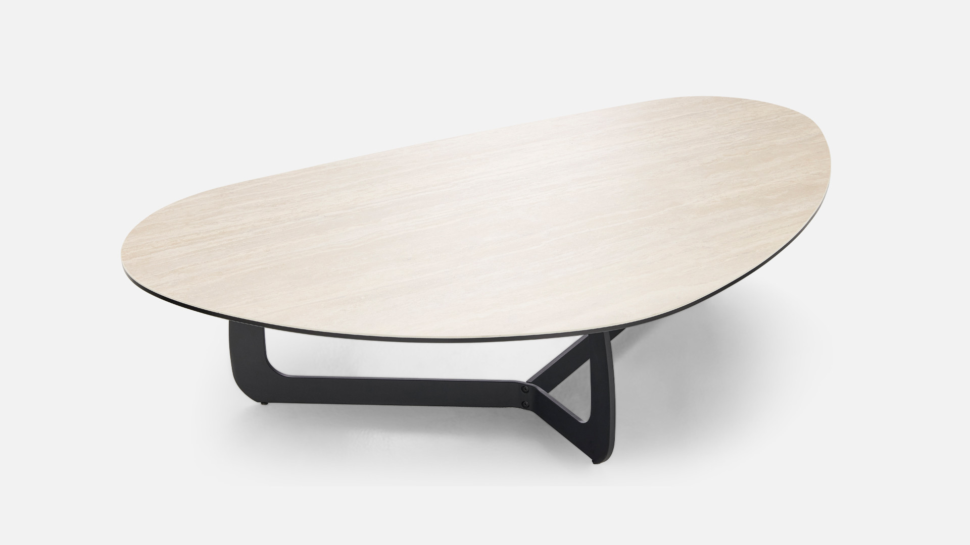 Table basse SOHO - Plateau céramique et piètement fer laqué noir