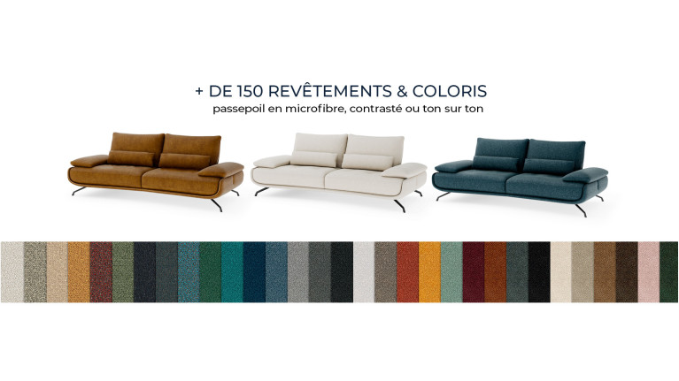 Canapé d'angle méridienne PACHA – Accoudoir réglable, +150 tissus