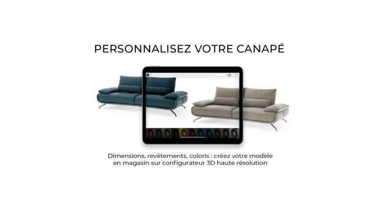 Canapé d'angle méridienne PACHA – Accoudoir réglable, +150 tissus