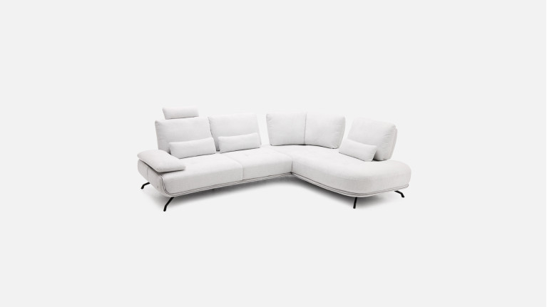 Canapé d'angle méridienne PACHA – Accoudoir réglable, +150 tissus