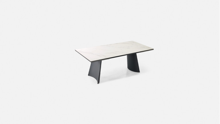Table de repas extensible NEMO – Plateau céramique tonneau & Piétement