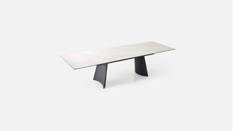 Table de repas extensible NEMO – Plateau céramique tonneau & Piétement