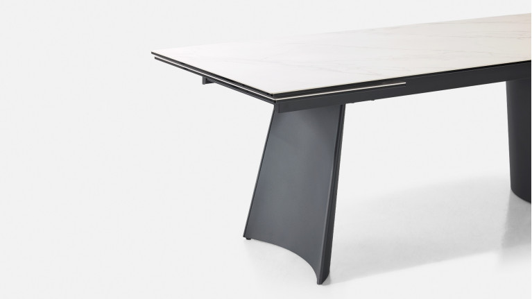 Table de repas extensible NEMO – Plateau céramique tonneau & Piétement
